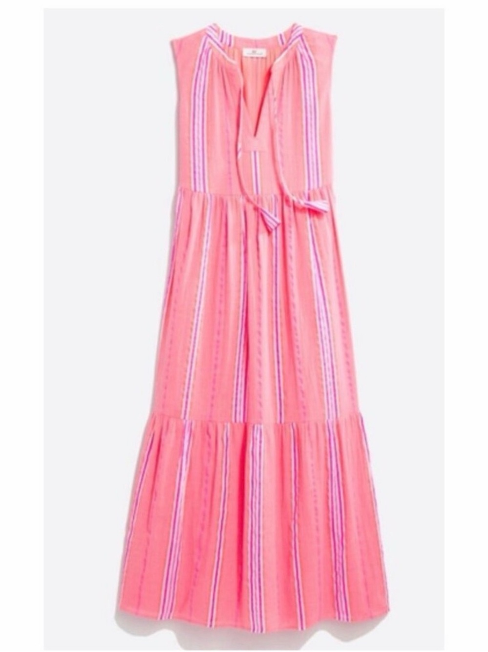 NWOT Vineyard Vines Striped Neon Pop Tiered Breezy Maxi Dress Size Large - Picture 10 of 10